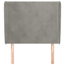 sengegavl med kanter 83x23x118/128 cm fløjl lysegrå