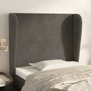 sengegavl med kanter 83x23x118/128 cm fløjl mørkegrå