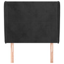 sengegavl med kanter 83x23x118/128 cm fløjl sort