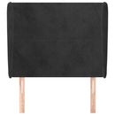 sengegavl med kanter 83x23x118/128 cm fløjl sort