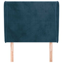 sengegavl med kanter 83x23x118/128 cm fløjl mørkeblå