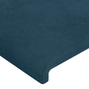 sengegavl med kanter 83x23x118/128 cm fløjl mørkeblå