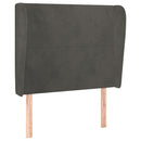 sengegavl med kanter 93x23x118/128 cm fløjl mørkegrå
