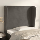 sengegavl med kanter 93x23x118/128 cm fløjl mørkegrå