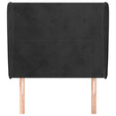 sengegavl med kanter 93x23x118/128 cm fløjl sort