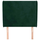 sengegavl med kanter 93x23x118/128 cm fløjl mørkegrøn