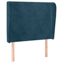 sengegavl med kanter 93x23x118/128 cm fløjl mørkeblå