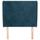 sengegavl med kanter 93x23x118/128 cm fløjl mørkeblå