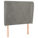 sengegavl med kanter 103x23x118/128 cm fløjl lysegrå