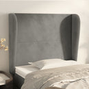 sengegavl med kanter 103x23x118/128 cm fløjl lysegrå