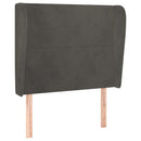 sengegavl med kanter 103x23x118/128 cm fløjl mørkegrå