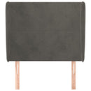 sengegavl med kanter 103x23x118/128 cm fløjl mørkegrå
