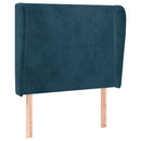 sengegavl med kanter 103x23x118/128 cm fløjl mørkeblå