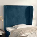sengegavl med kanter 103x23x118/128 cm fløjl mørkeblå