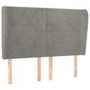 sengegavl med kanter 147x23x118/128 cm fløjl lysegrå