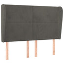 sengegavl med kanter 147x23x118/128 cm fløjl mørkegrå