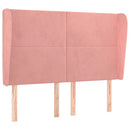 sengegavl med kanter 147x23x118/128 cm fløjl lyserød
