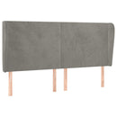 sengegavl med kanter 163x23x118/128 cm fløjl lysegrå