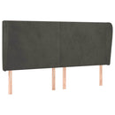 sengegavl med kanter 203x23x118/128 cm fløjl mørkegrå
