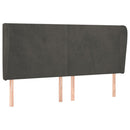 sengegavl med kanter 203x23x118/128 cm fløjl mørkegrå