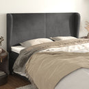 sengegavl med kanter 203x23x118/128 cm fløjl mørkegrå
