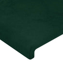 sengegavl med kanter 203x23x118/128 cm fløjl mørkegrøn