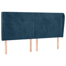 sengegavl med kanter 203x23x118/128 cm fløjl mørkeblå