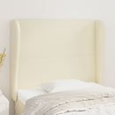 sengegavl med kanter 83x23x118/128 cm kunstlæder cremefarvet