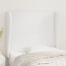 sengegavl med kanter 103x23x118/128 cm kunstlæder hvid