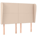 sengegavl med kanter 147x23x118/128 cm kunstlæder cappuccino