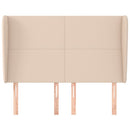 sengegavl med kanter 147x23x118/128 cm kunstlæder cappuccino