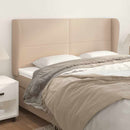 sengegavl med kanter 163x23x118/128 cm kunstlæder cappuccino