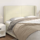sengegavl med kanter 183x23x118/128 cm kunstlæder cremefarvet