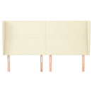 sengegavl med kanter 203x23x118/128 cm kunstlæder cremefarvet