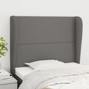 sengegavl med kanter 93x23x118/128 cm stof mørkegrå