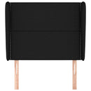 sengegavl med kanter 93x23x118/128 cm stof sort