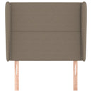 sengegavl med kanter 93x23x118/128 cm stof gråbrun