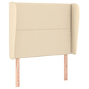 sengegavl med kanter 93x23x118/128 cm stof cremefarvet