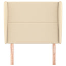 sengegavl med kanter 93x23x118/128 cm stof cremefarvet