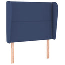 sengegavl med kanter 93x23x118/128 cm stof blå