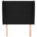 sengegavl med kanter 103x23x118/128 cm stof sort