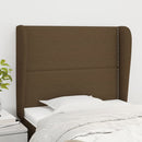 sengegavl med kanter 103x23x118/128 cm stof mørkebrun