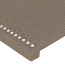 sengegavl med kanter 103x23x118/128 cm stof gråbrun