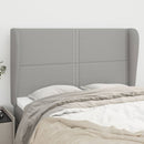 sengegavl med kanter 147x23x118/128 cm stof lysegrå