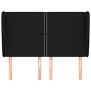 sengegavl med kanter 147x23x118/128 cm stof sort