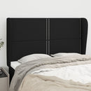 sengegavl med kanter 147x23x118/128 cm stof sort