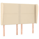 sengegavl med kanter 147x23x118/128 cm stof cremefarvet