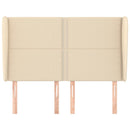 sengegavl med kanter 147x23x118/128 cm stof cremefarvet