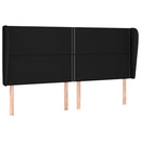 sengegavl med kanter 183x23x118/128 cm stof sort