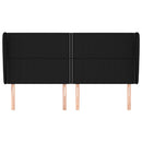 sengegavl med kanter 183x23x118/128 cm stof sort